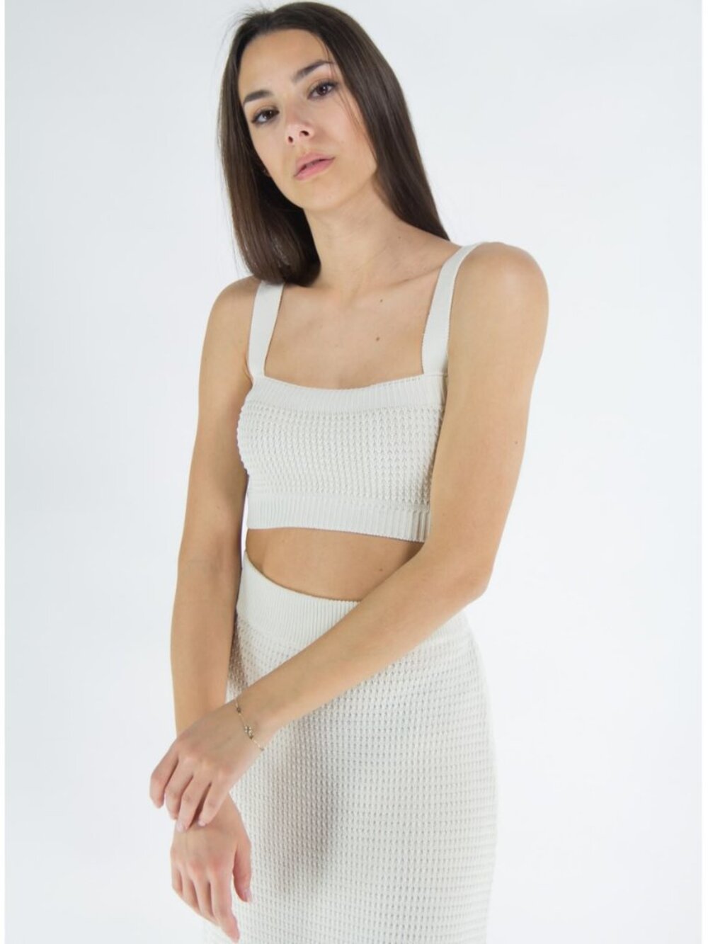 Loulou Studio Senna Ivory Rib Knit Cropped Tank Top Minimalist Bralette Style Sz
